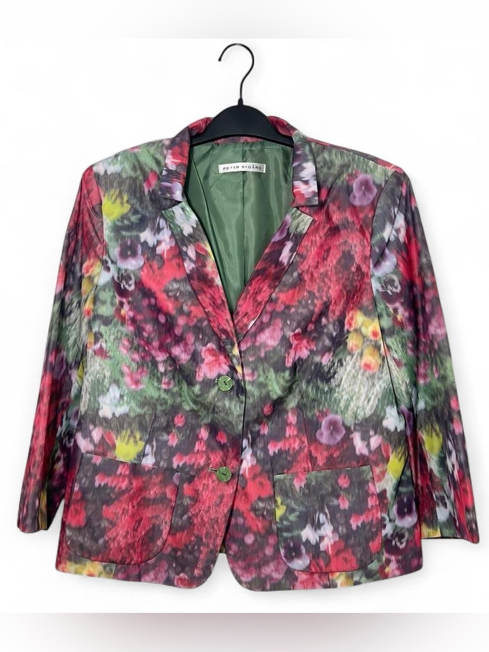 Peter Nygard Multicolor Floral Blazer with Green Lining Size L